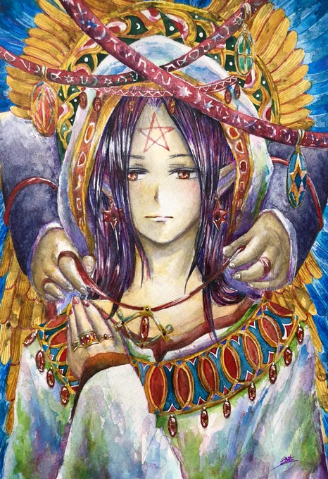両方描きますがいろいろ雑多に描く人なのでシリアスもダークもギャグもBLも雑多な創作です…今は画家話し描いてますが他にも魔術師や戦争の話とか神様の話とかいろんな世界描いてます 