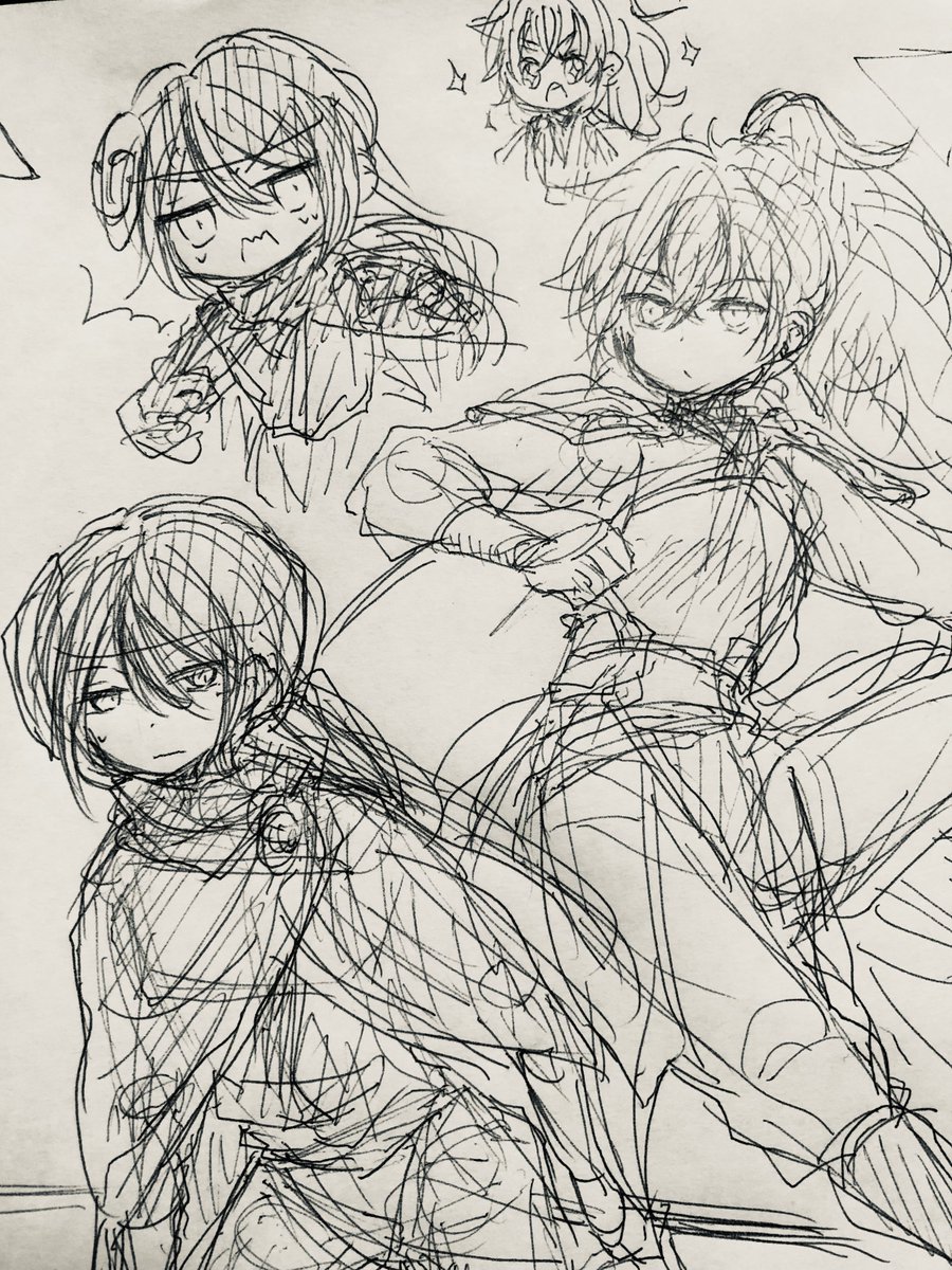 イラストのポーズ練習動画見ながら久しぶりにアナログで落書きした 