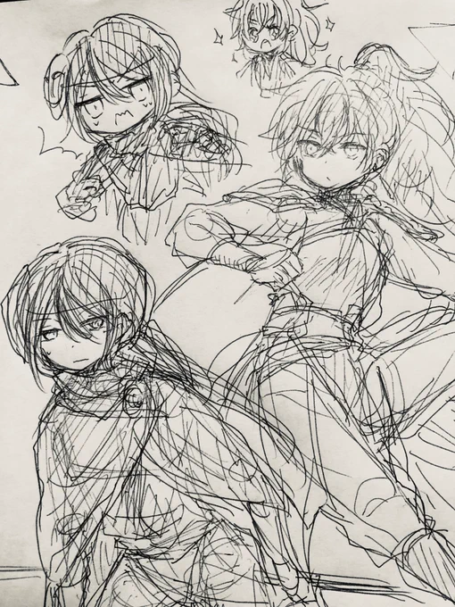 イラストのポーズ練習動画見ながら久しぶりにアナログで落書きした 