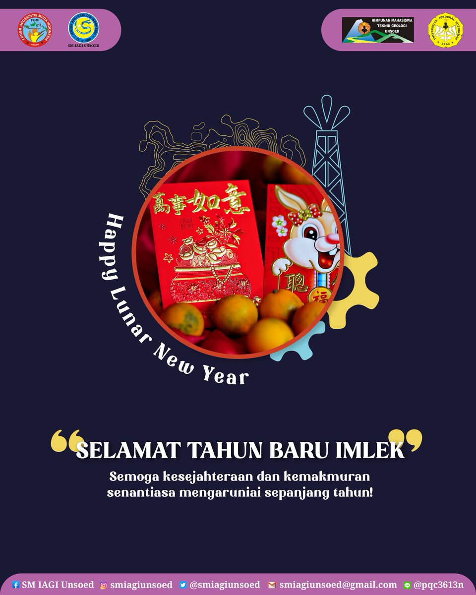 [SELAMAT TAHUN BARU IMLEK 2023]
Selamat Tahun Baru Imlek 2023 bagi teman-teman yang merayakan! Semoga kesejahteraan dan kemakmuran senantiasa mengaruniai sepanjang tahun! Keberuntungan besar dan berkah selalu!
_______________________
SM-IAGI Unsoed 2022

#iagi #smiagiunsoed