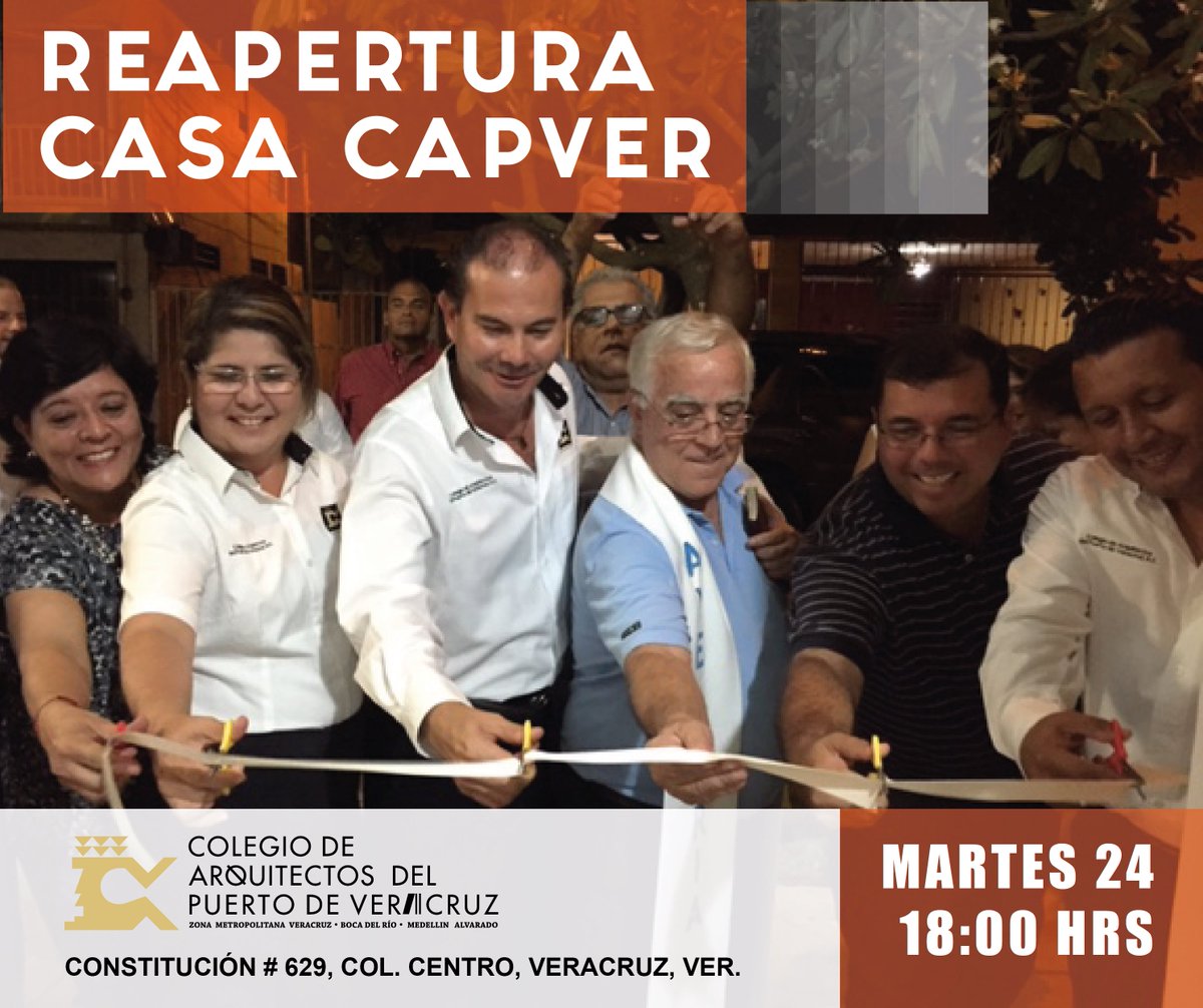 capver_ac's tweet photo. Agradeciendo al esfuerzo de muchos, los invitamos a la reapertura de la Casa CAPVER que será un espacio de nuestras actividades y la sociedad.
Martes 24 de Enero, a las 18:00 hrs.
Constitución #629, Col. Centro, Veracruz, Ver.
#CAPVER #Arquitectos https://t.co/kvJugLNAdP