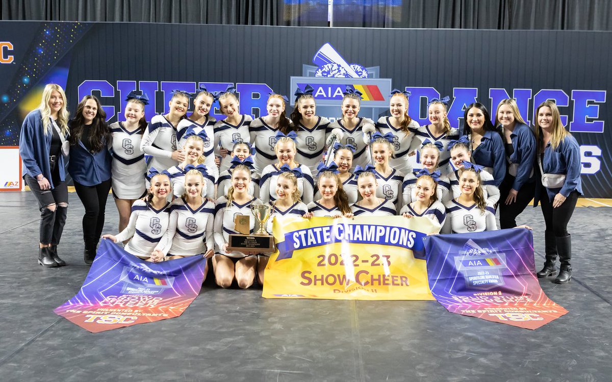 CS_Cheerleading's tweet image. Two titles in one season! So proud of our falcons and all the hard work they have put in leading to this moment! 
Next step, NATIONALS! 
#14xstatechamps #3peat #dsb