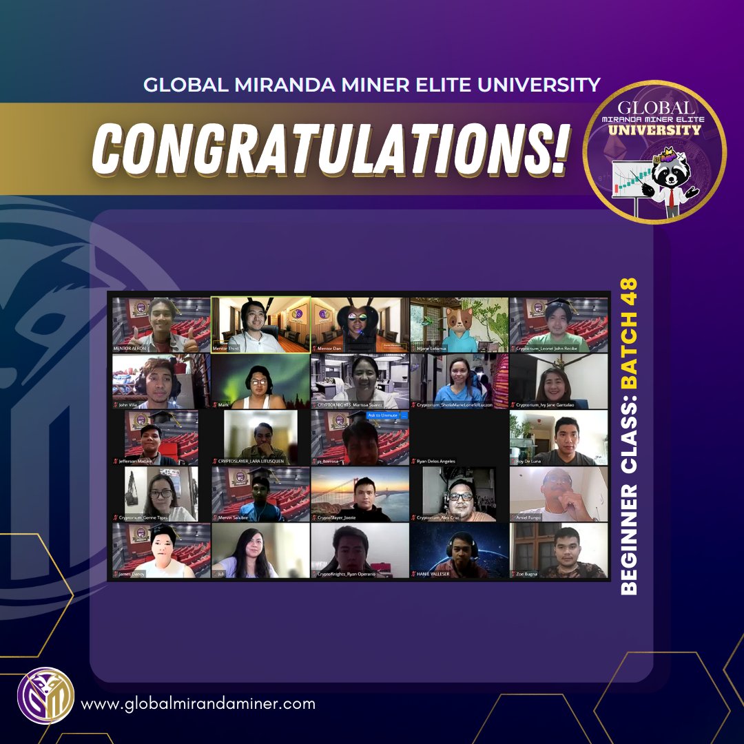 gmmg_official's tweet photo. 🎓 CONGRATULATIONS to the new graduates of Beginner Batch 48. 
👉 Crypto Slayer
👉 Cryptorium
👉 Cryptoknights

🛒 Enroll in our Premium Package and start your journey TODAY. Comment below if you are interested.

#EliteUniversity #CultureofMalasakit #BeginnerClass https://t.co/98eVGpfqem