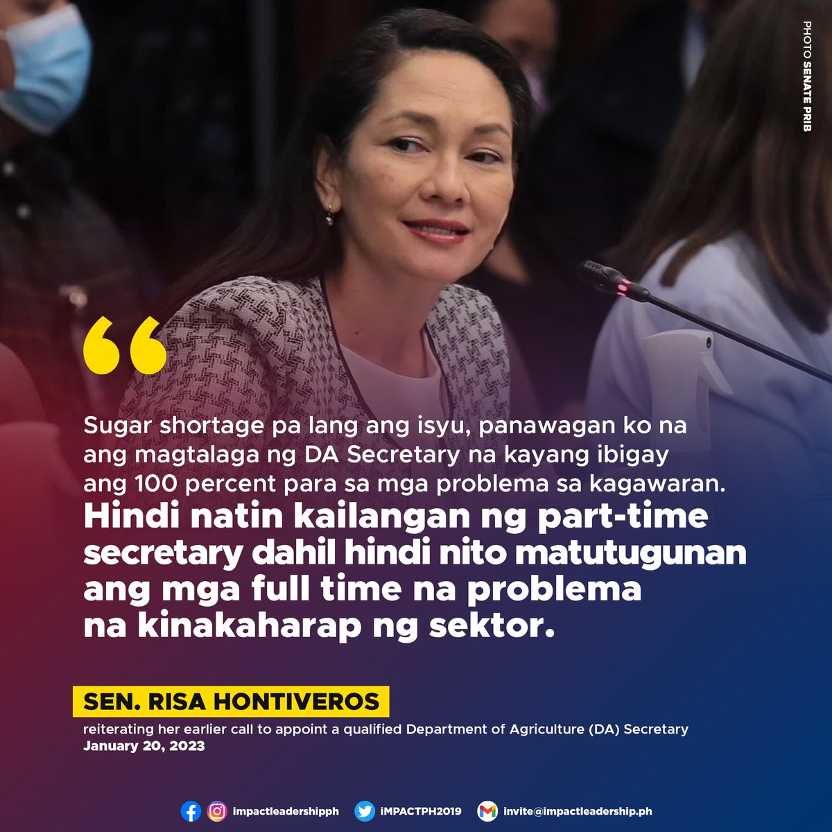 iMPACTPH2019's tweet photo. APPOINT FULL TIME DA SECRETARY NOW

Sen. Risa Hontiveros says that the Department of Agriculture (DA) "needs to step up and swiftly address" the egg shortage and its surging prices in the market, reiterating her call to appoint a qualified DA Secretary.

https://t.co/PSYNQwlPiz https://t.co/5OvAxy3A0D