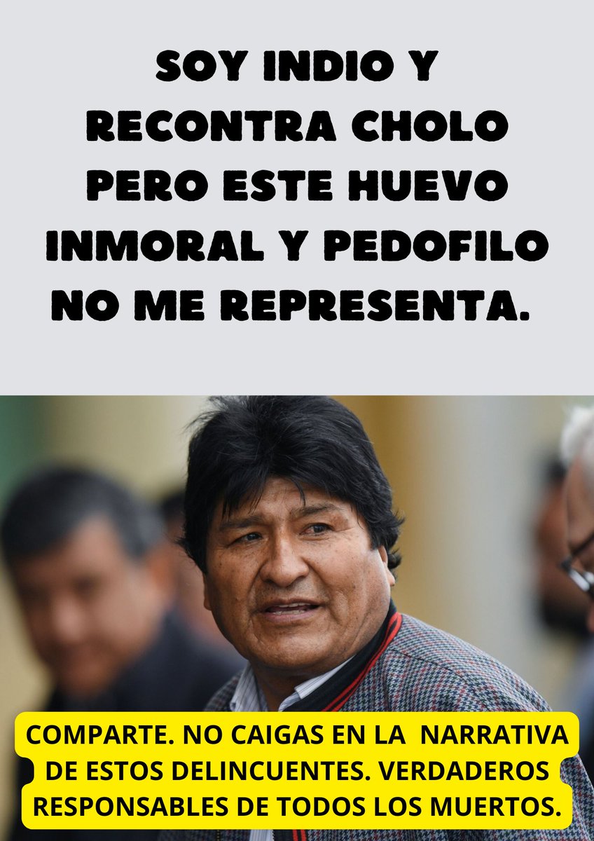 demosvalera's tweet photo. Soy indio y Evo Morales no me representa. NO esta bienvenido al Peru y los Bolivianos deben exigirle que se vaya a Cuba donde quiera seguir engañando... Aca no le queremos! https://t.co/UkrZjfCMHM