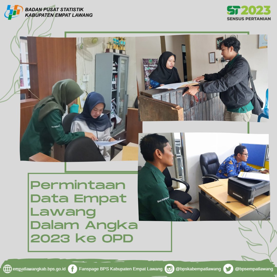 bpsempatlawang's tweet photo. ✨Kegiatan Minggu ke-3 Januari 2023 di BPS Kabupaten Empat Lawang✨

Kegiatan rutin mingguan diawali dengan Apel pagi dan rapat rutin. Dilanjutkan dengan briefing persiapan publikasi DDA, Pelatihan Inda dan pelatihan petugas Sakernas Februari 2023. https://t.co/H47xNXq1DV