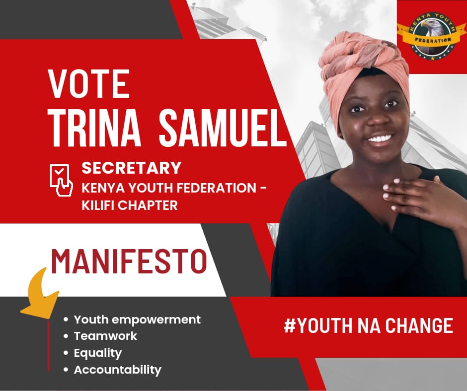 Another Jumwa in the making...Trina Jumwa Samuel a.k.a <a href="/latasha_trina/">trina latasha</a> is a Youth Champion based in Kilifi. She has been Facilitating, Lobbying and Advocating Youth and Women Affairs in Kilifi County. She is now seeking a bigger role and needs ur vote tomorrow. #CSAisha100Days