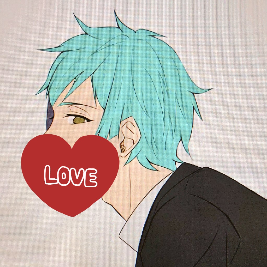 1boy male focus solo heart blue hair looking at viewer upper body  illustration images