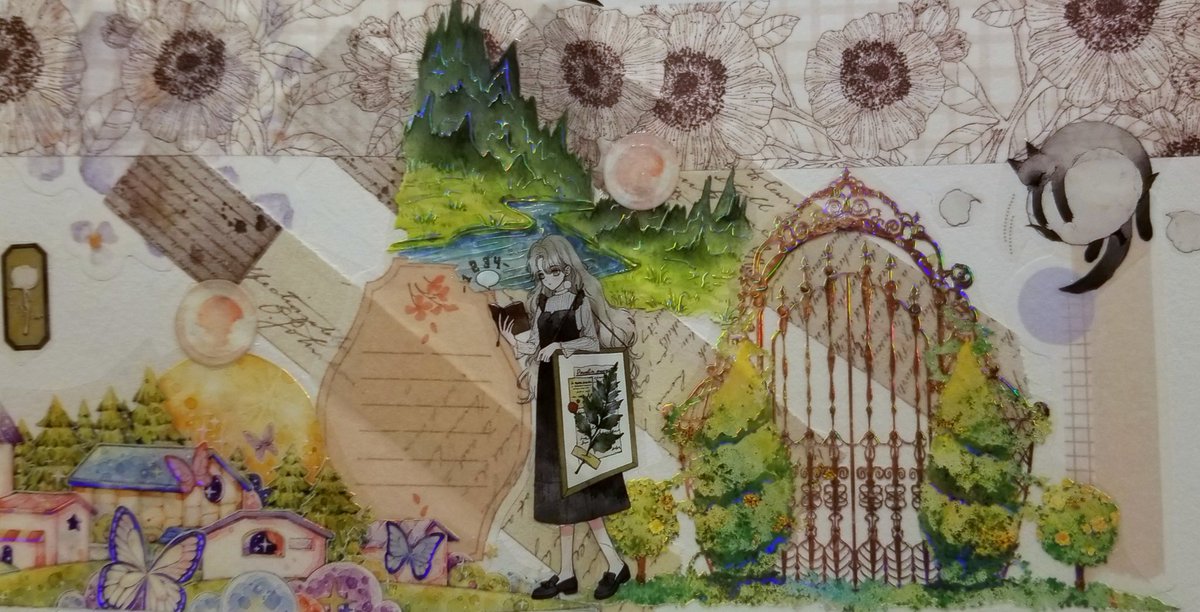 A_RenaissanceWM's tweet image. Having a lot of migraines lately. Did a mini spread to give my eyes a break. #astheticjournaling #washitapeart #pettape