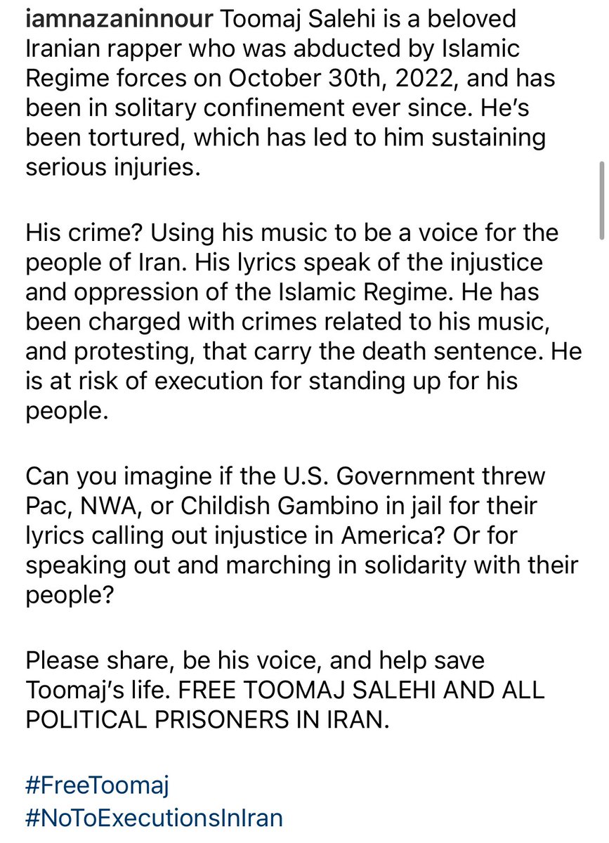 NazaninNour's tweet photo. #FreeToomaj 

#NoToExecutionsInIran https://t.co/5SokxvUyFK