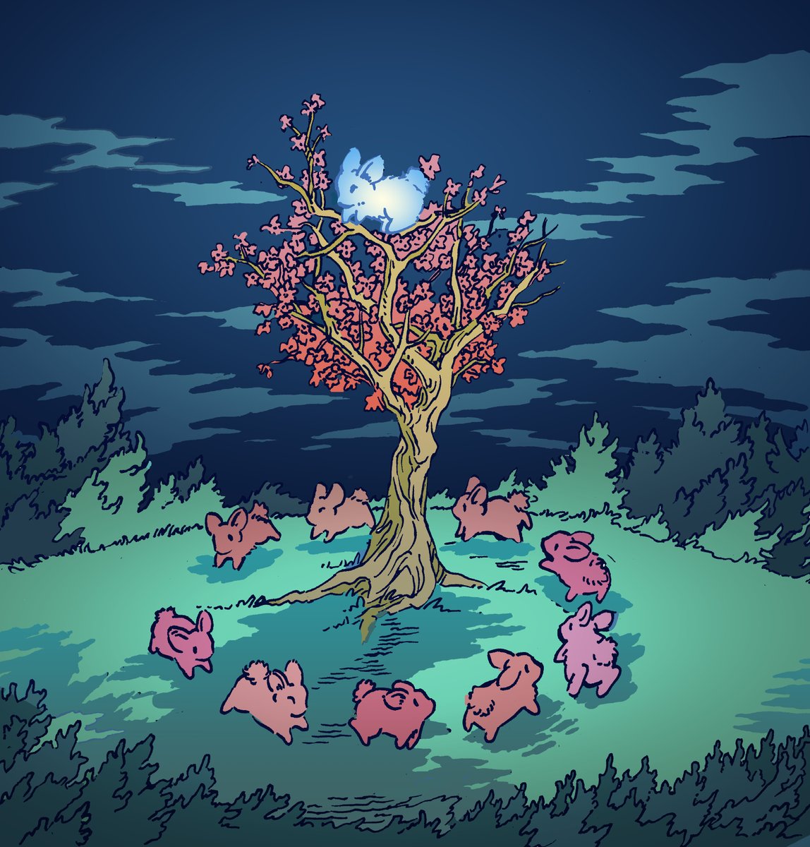 willquinnart's tweet photo. Daily bunny no.2009 is dancing in the moonlight https://t.co/DuUfSk4Di5
