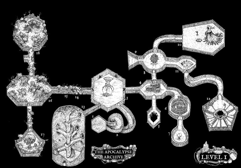 Edweirdian's tweet image. My #dungeon23 so far! Scroll down in this post to see the key by area: bearded-devil.com/2022/12/31/the…