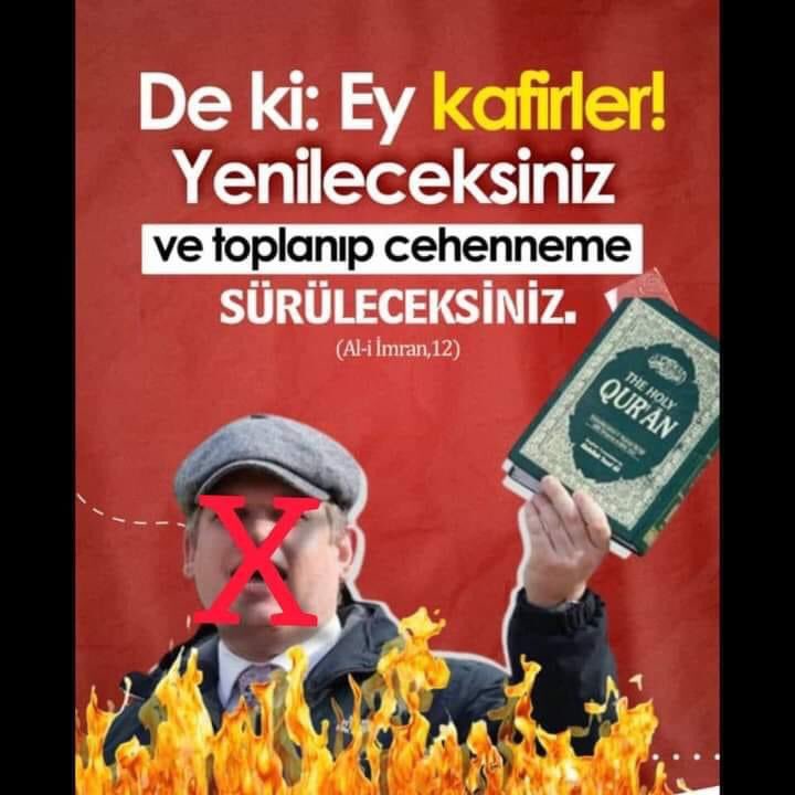 İsveç’te bir onursuz bir şahsın, Kutsal Kitabımız Kuran-ı Kerim’e karşı gerçekleştirdiği aşağılık saldırıyı en güçlü şekilde lanetliyoruz. Değerlerimize karşı yapılan bu saldırılar doğru yolda olduğumuzun göstergesidir. Rabbim bu İslam ve Halk düşmanlarını helak etsin İnşallah.