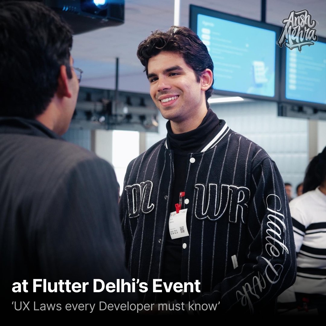 AnshMehraaa's tweet photo. Yesterday, I got an opportunity to speak at Flutter Delhi's event on UX Laws every Developer must know.

I am so grateful to Google and the Flutter Delhi team for allowing me to share my insights on designing better experiences.

#FlutterDelhi #uxdesign https://t.co/IJAhWZu36V