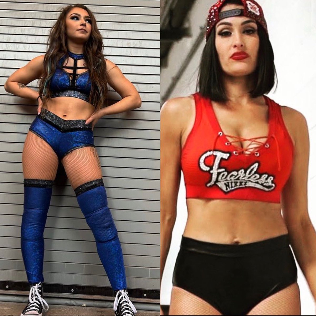 Love both of these women and their beautiful wrestling outfits. Wish Skye Blue would wrestle Nikki Bella and both wear these wrestling outfits for a one on one match. Who would win and how by a three count pin or a tap out? https://t.co/Usa95VyKZ8