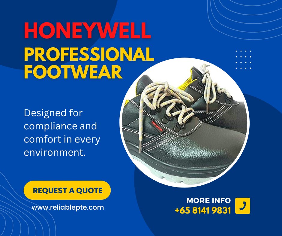 reliablepte's tweet photo. Step up your workwear game with Honeywell Professional Footwear! Durable and comfortable, these shoes are designed to keep you safe on the job. #honeywell #workboots #professionalfootwear https://t.co/axk2APsSMi