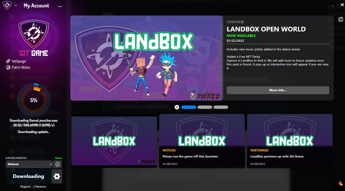 Our new launcher w/ @GitGameio is about to be released.  We have featured:
@Iswearimenkay | @LindsayPagano | @KickingSunrise in the new dance arena. Don't forget to check out these amazing artists! Play their music inside the game.
#nft #nfts #nftgame #waxp @WAX_io