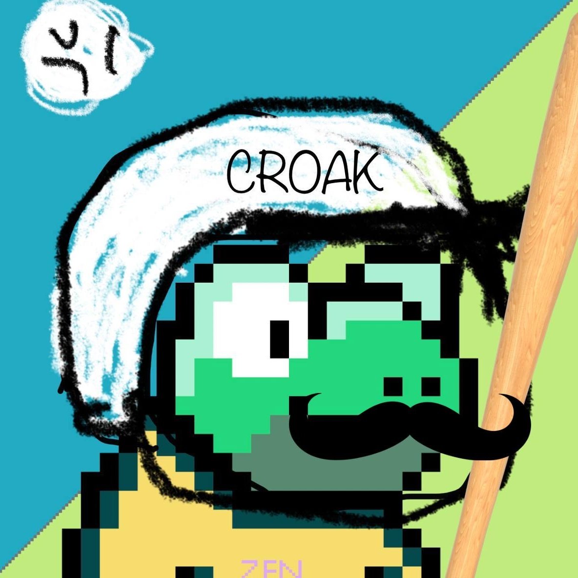 imzensuke's tweet photo. Froggos all hail this batsmen toad. A simplified artstyle of DogeTools NFT. Looks like that is.

The base frog was done by myself.
Thanks to sir @mainvanity, for Drawing the helmet and that plant peeking from behind.

Thanks to mam @PeachyPepe7, For making it styled like #DTools! https://t.co/SWMSwNsys7