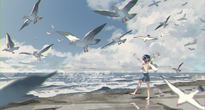 「male focus seagull」 illustration images(Latest)