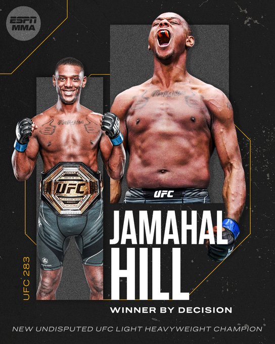 After 5 incredible rounds, Jamahal Hill is now the king of the light heavyweight division 🏆 #UFC283 