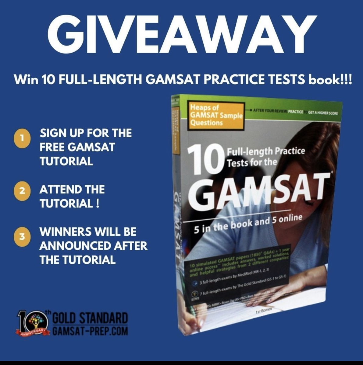 gamsatprep's tweet photo. GAMSAT Giveaway Alert! Join our free webinar today at 6pm AEDT / 7 am GMT to get a chance to win the GAMSAT 10 Full-length practice test worth $169! You can still sign up here: https://t.co/8agSWKLPTi #GAMSAT #GAMSATprep #GAMSATpractice https://t.co/plSjgmPQII