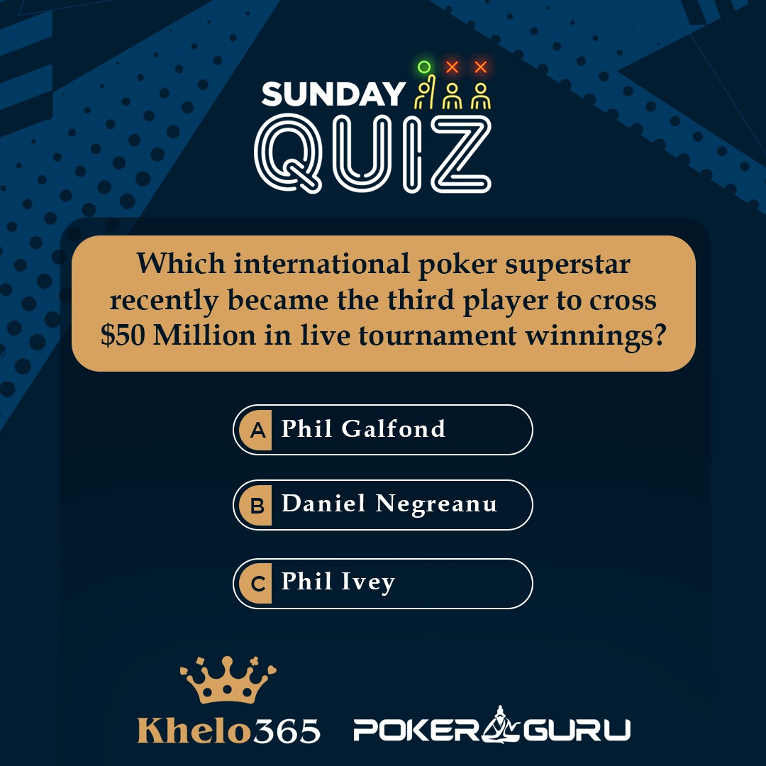 PkrGuru's tweet photo. #ContestAlert #ThePokerGuruSundayQuiz
6 lucky winners will get one ticket 🎟️ each to 
@khelo365's "Big Bang ₹1 Lakh GTD" scheduled every Sunday or the "Mega Splash ₹1 Lakh GTD" on Saturday. https://t.co/cGvEqFYWee
