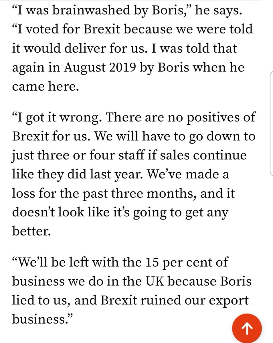 'I was lied to by Boris Johnson. I got it wrong. There are no positives of Brexit for us.'

inews.co.uk/news/was-lied-…