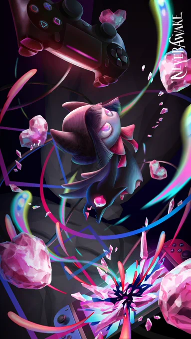 プレイ感想たくさんありがとうございます!コンシューマー版発売お祝いイラスト、スマホの壁紙にするとかっこいい(個人利用ok、二次配布無断転載禁止)縦サムネ復活したので再掲します#NeverAwake #STG 