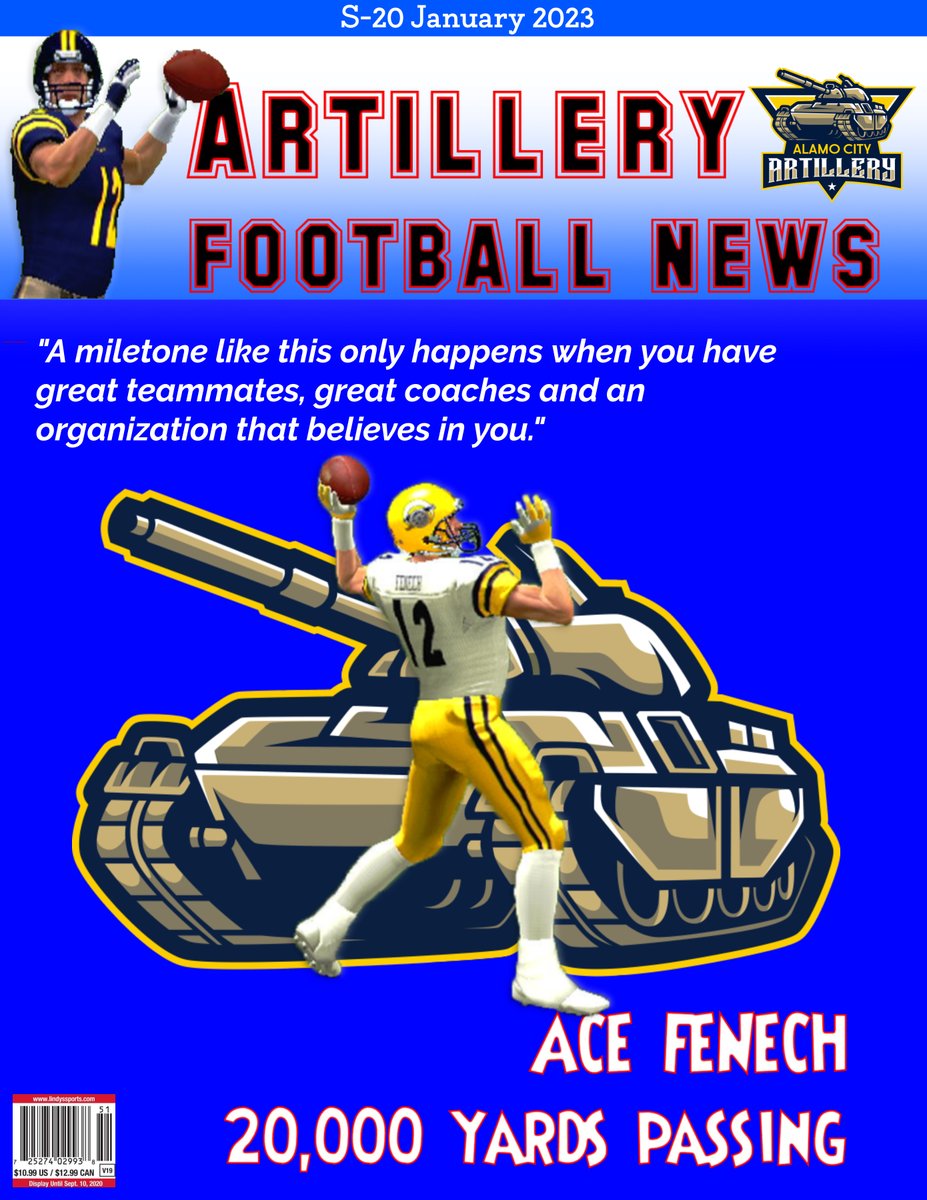 SFL_Artillery's tweet photo. Congratulations to Ace Fenech. 20,000 passing yards. https://t.co/B0HAgjWQMG