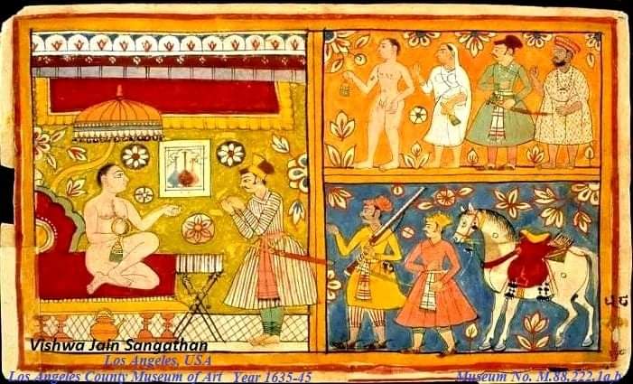 16-17 वी सदी की पेंटिंग में दिगम्बर संतों का सम्मान विधायक लोबिन को नहीं पता कि भारत में दिगम्बर संतों का सम्मान सदैव से होता आया है और सदैव होता रहेगा।

अमेरिका के सबसे बड़े लॉस एंजिल्स काउंटी कला संग्रहालय #LACMA में क्र.M.88.222.1a,b पर संग्रहित वर्ष 1635-45 में बनी एक पेंटिंग