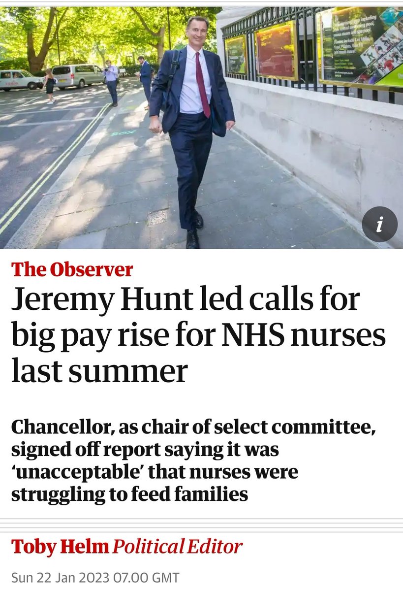 nhsactivistrn@bsky.social (@nhsactivistrn) on Twitter photo What's being discussed in NHS circles today ?!
The fact that <a href="/Jeremy_Hunt/">Sir Jeremy Hunt MP</a> recommended an inflationary pay rise for NHS staff when he chaired the health and social care select committee but is now as chancellor pretending it never happened & blocking it
#NursesStrike #GTTO What's being discussed in NHS circles today ?!
The fact that <a href="/Jeremy_Hunt/">Sir Jeremy Hunt MP</a> recommended an inflationary pay rise for NHS staff when he chaired the health and social care select committee but is now as chancellor pretending it never happened & blocking it
#NursesStrike #GTTO