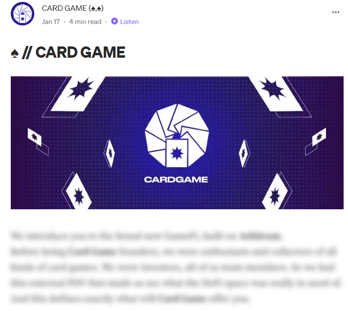 Building the community, Medium Article ready👀

Card face down... We'll soon unveil what's hidden behind it ♦️

(♠️,♠️)

#Arbitrum #DeFi #passiveincome #ArbiSeason