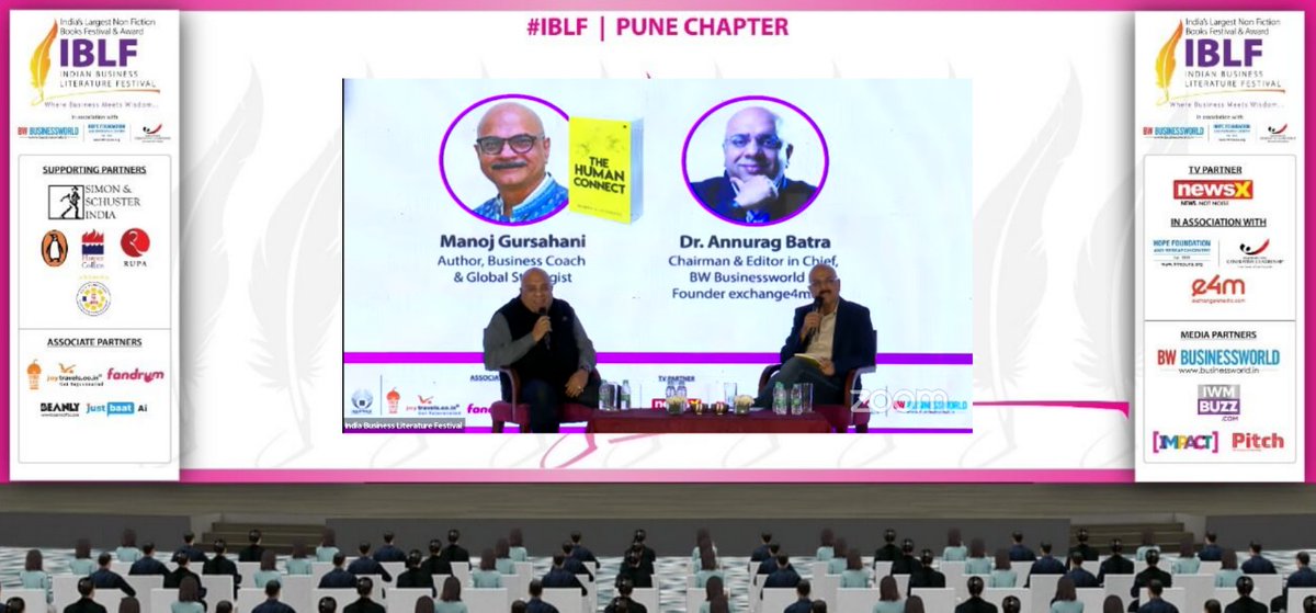BWBusinessworld's tweet image. Live: @ManojGursahani, Author, Business Coach &amp;amp; Global Strategist discussing his book 'The Human Connect' with @anuragbatrayo, Editor-in-Chief &amp;amp; Chairman, BW Businessworld, Founder, @e4mtweets at Indian Business Literature Festival #PuneChapter 

Join on: bwevents.co.in/india-business…