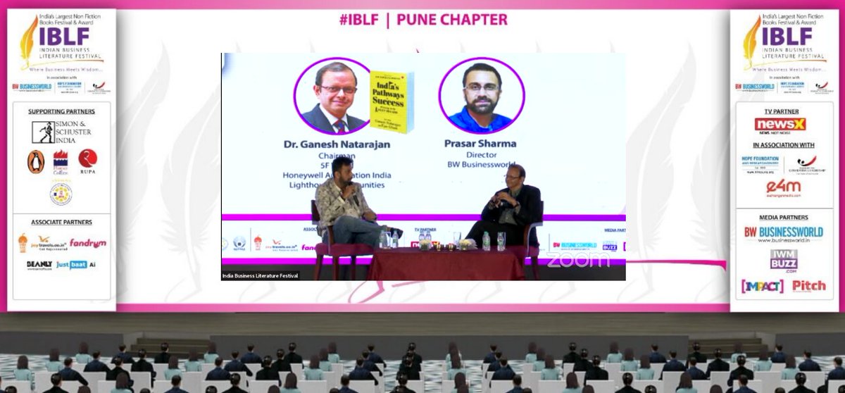 BWBusinessworld's tweet image. Live: Dr. @GaneshNatarajan, Chairman, 5F World, Honeywell Automation discussing his book 'India's Pathways to Success' with Prasar Sharna, Director, BW Businessworld, at Indian Business Literature Festival #PuneChapter #IBLF 

Join On: bwevents.co.in/india-business…