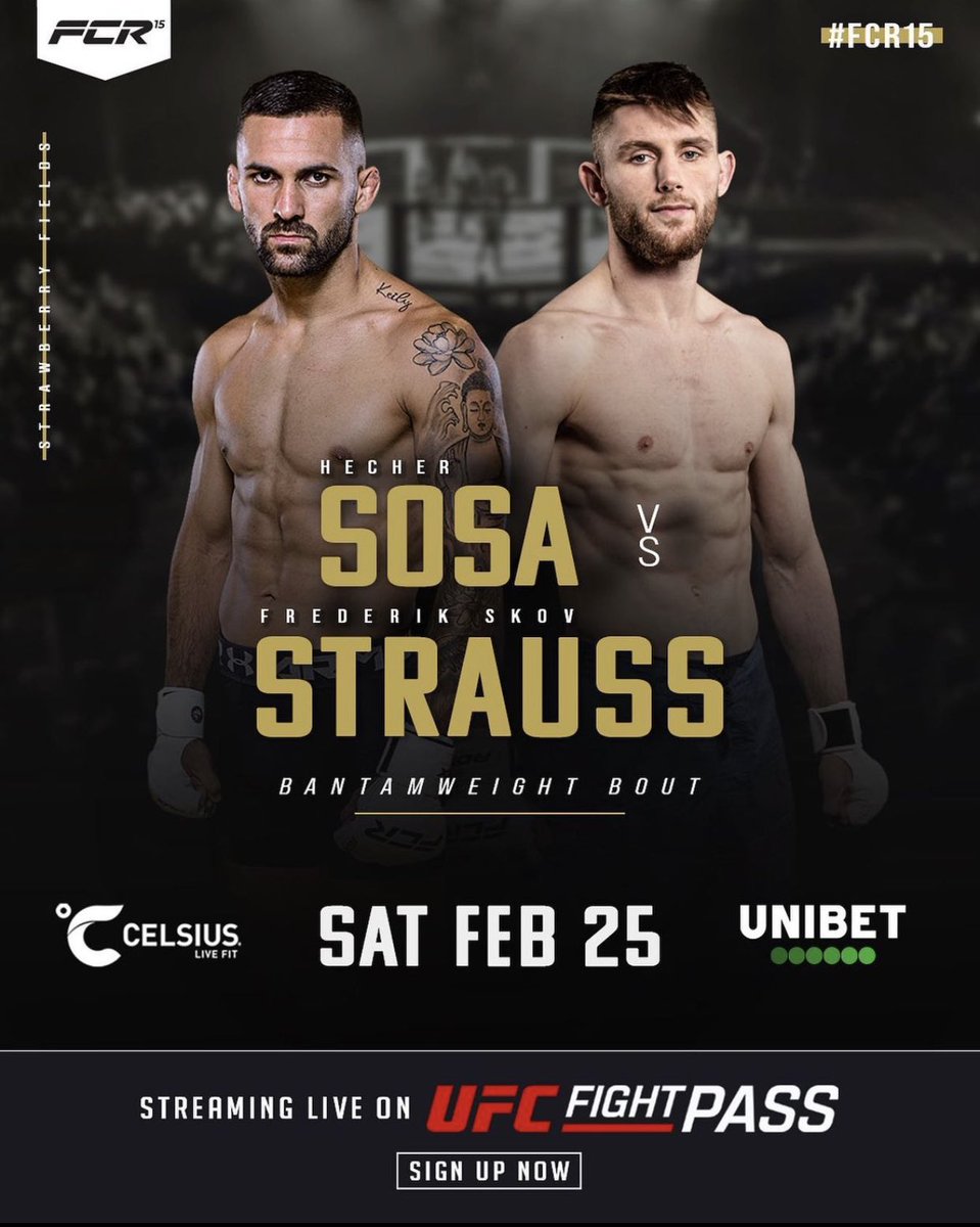 spanish_mma's tweet photo. Hecher Sosa (4-1) enfrentará a Frederik Strauss (3-1) el próximo 25 de febrero en Suecia, en FCR 15.
En directo a través de @UFCFightPass
#fcrmma #fcr15 #hechersosa #ufcfightpass https://t.co/VVDgaxrqbZ