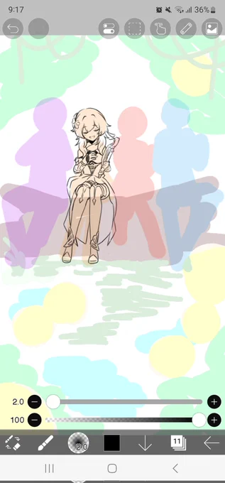 お仕事絵が終わったから好きなのを描いてるよ 