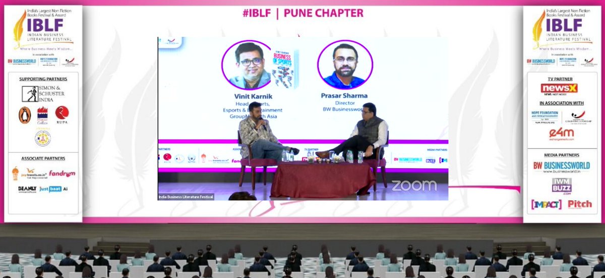 BWBusinessworld's tweet image. Live: @VinitKarnik, Head - Sports, Esports &amp;amp; Entertainment GroupM South Asia, discussing his book 'Business of Sports' with Prasar Sharma, Director, BW Businessworld at Indian Business Literature Festival #PuneChapter 

Join On: bwevents.co.in/india-business…