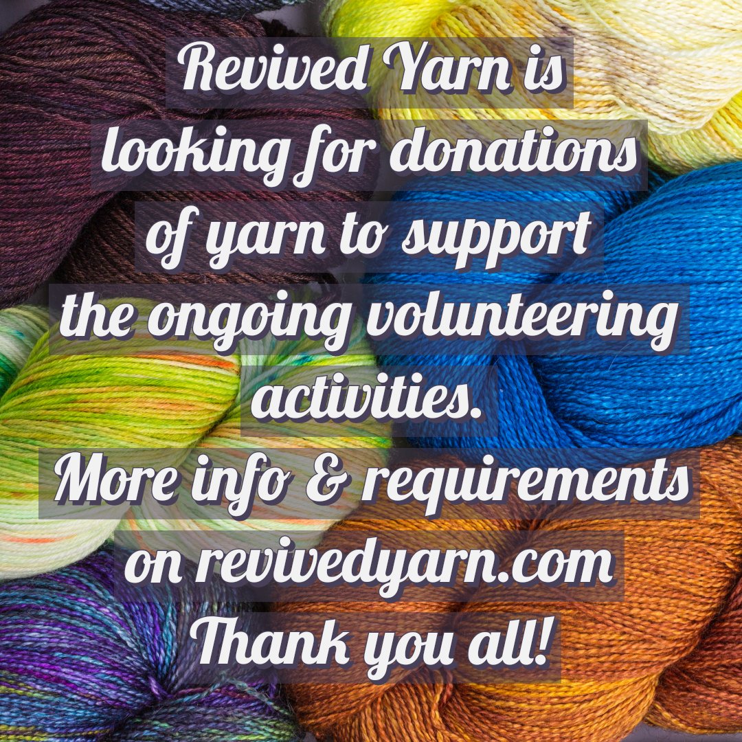 revivedyarn's tweet photo. Do you have any spare yarn to donate for a good cause? The knitters and crocheters volunteering with Revived Yarn need your support 🥰 go to https://t.co/GvY2P3Lhw3 to check requirements on yarn donations and email revivedyarn@gmail.com for any queries. Thank you https://t.co/zkXXFzCdBj