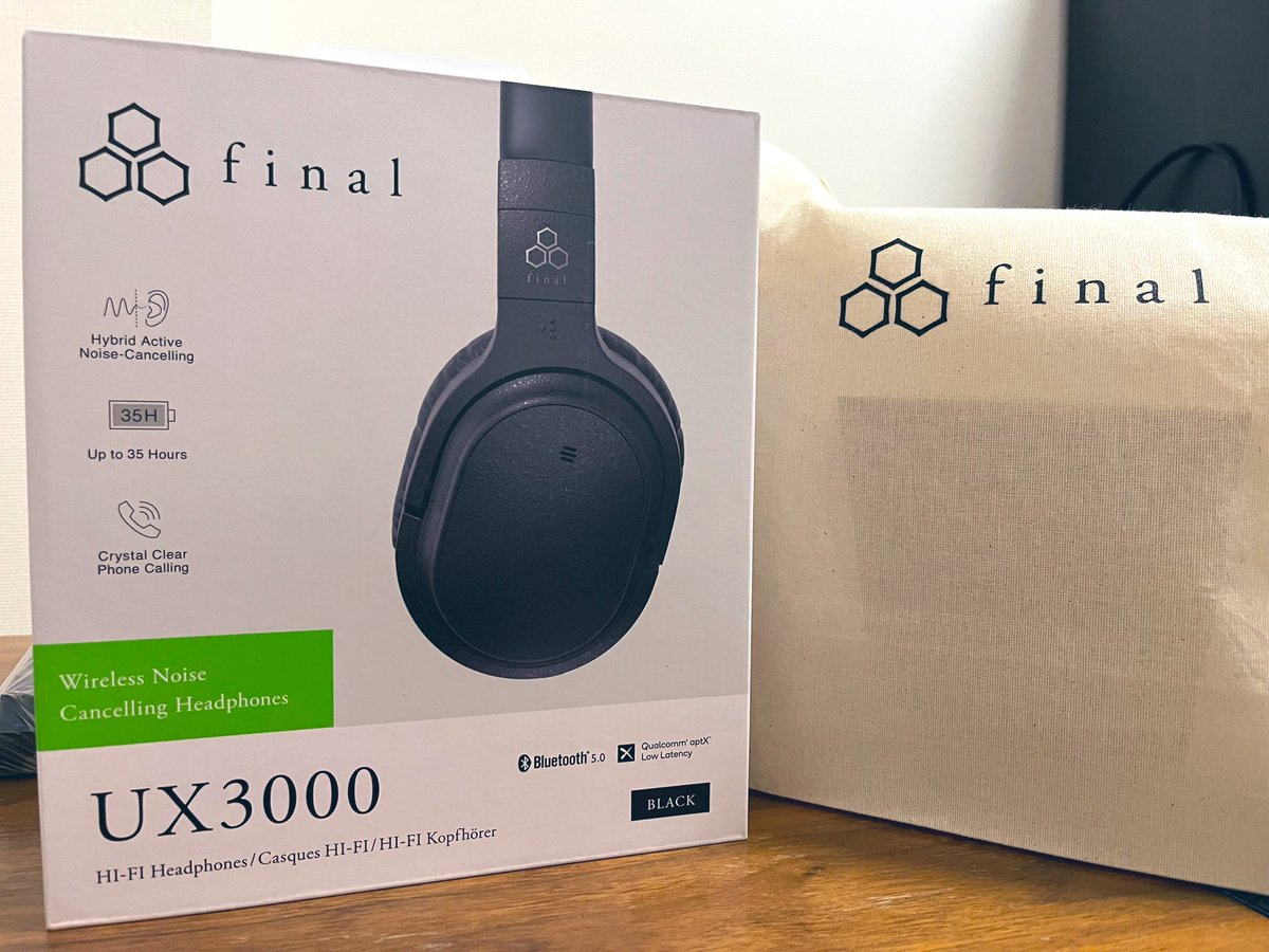 織り柄チェック final UX3000ワイヤレスヘッドホン ノイズキャンセ