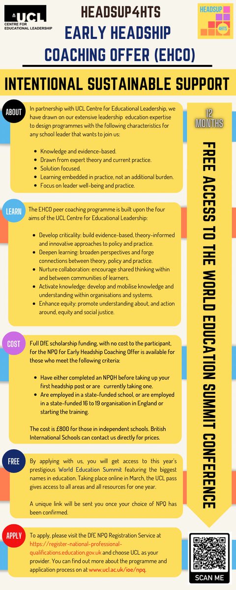 🎉 New Headteachers! Did you know,if you’re a Head in your first 5 years of Headship & you’ve completed/are completing NPQH, then you’re eligible for our fully funded EARLY HEADSHIP COACHING OFFER EHCO @CEL_IOE @bigchange_ @50TTD @NAHTnews Details 👉🏻 headsup4hts.co.uk/ehco/