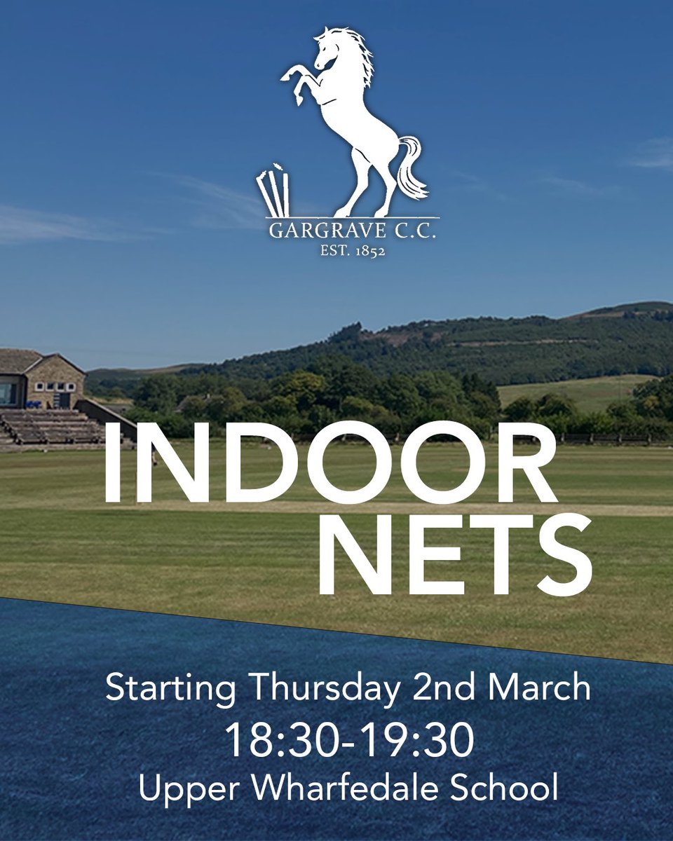 GargraveCC's tweet photo. We are back! 🏏 🏏 🏏  

Cancel your Thursday evening plans from 2nd March.

Head up to Upper Wharfedale sports hall at 18:30 and we’ll see you there.

New players always welcome! Drop us a message if interested 🏏 https://t.co/oplYKDq9aQ