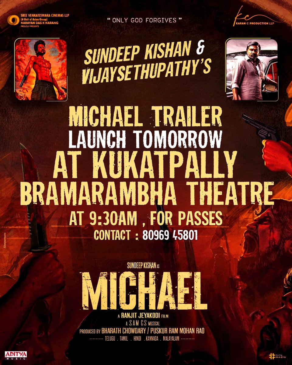 DM For Passes 👍!

#MichaelfromFEB3rd

@sundeepkishan @VijaySethuOffl @jeranjit @menongautham @SamCSmusic @Dir_Lokesh @SVCLLP @KaranCoffl @adityamusic