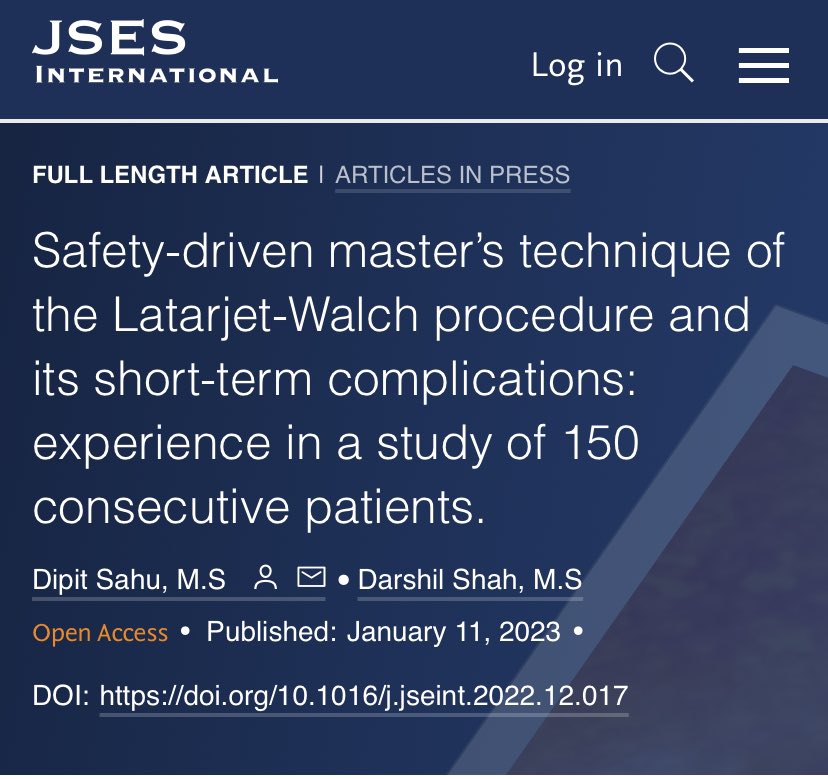 The master’s technique of Latarjet - recommended to follow this 11-step safety driven technique to decrease the chances of complications, here’s the link to download our article sciencedirect.com/science/articl… #latarjet #AcademicTwitter #orthotwitter #shouldersurgery #AcademicChatter