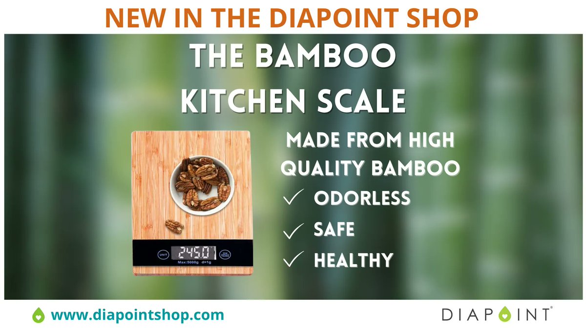 DiapointME's tweet image. The bamboo kitchen scale is easy to use, read and store. And comes with an easy 6 units conversion function to meet your different needs.
Grab yours now online through the Diapoint shop through buff.ly/3iZfdE3 

#kitchenscale  #digitalkitchenscale #DiabetesSupplies