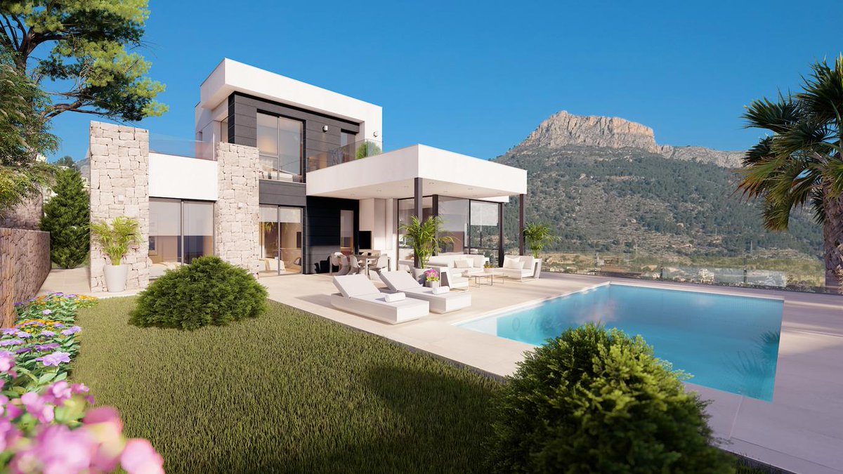 LPAS_Spain's tweet photo. New build #DesignVilla w/ 3 🛏️, 3 🛁, large open plan living-dining-kitchen area, pre-installed elevator, a private pool, a nice terrace, large windows, parking on the plot and panoramic sea views, located in a unique enclave near the town of Calpe, #Spain https://t.co/q2950jsy13 https://t.co/38XzJFQUfU