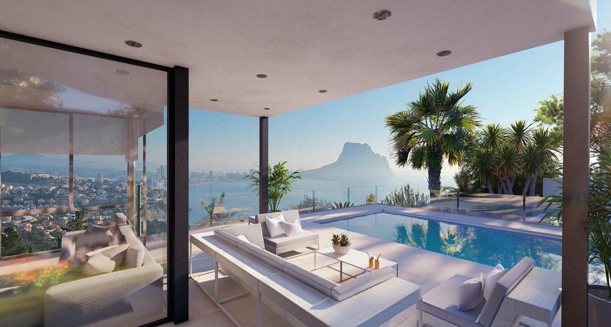 LPAS_Spain's tweet photo. New build #DesignVilla w/ 3 🛏️, 3 🛁, large open plan living-dining-kitchen area, pre-installed elevator, a private pool, a nice terrace, large windows, parking on the plot and panoramic sea views, located in a unique enclave near the town of Calpe, #Spain https://t.co/q2950jsy13 https://t.co/38XzJFQUfU