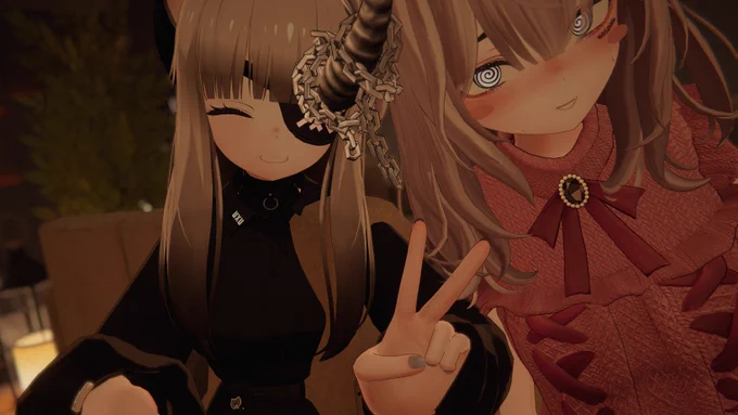 1/20の皆さんとのツーショ写真撮るのむずかしい…VRになってから初めてりーあさんにお会いできましたやった～～ユギミヨ仲間で盛り上がったわ～らびっとさん、ギミック満載でご本人はほにゃほにゃで可愛かったです 
