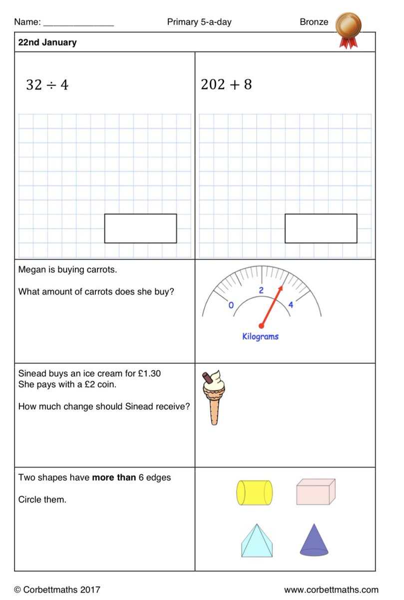Corbettmaths on Twitter: "Primary 5-a-day with 4 levels of difficulty ...