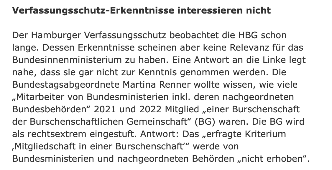 H_B_g_R_Info's tweet photo. 2022 gab der #VS einen „Lagebericht #Rechtsextremisten, #Reichsbürger und #Selbstverwalter in Sicherheitsbehörden" heraus, das Wort #Burschenschaft(er) kommt darin nicht vor. Jetzt kommt heraus, dass die BuReg nicht erfassen will, ob Nazi-Burschenschafter in Ministerien arbeiten. https://t.co/IKngPArFzd