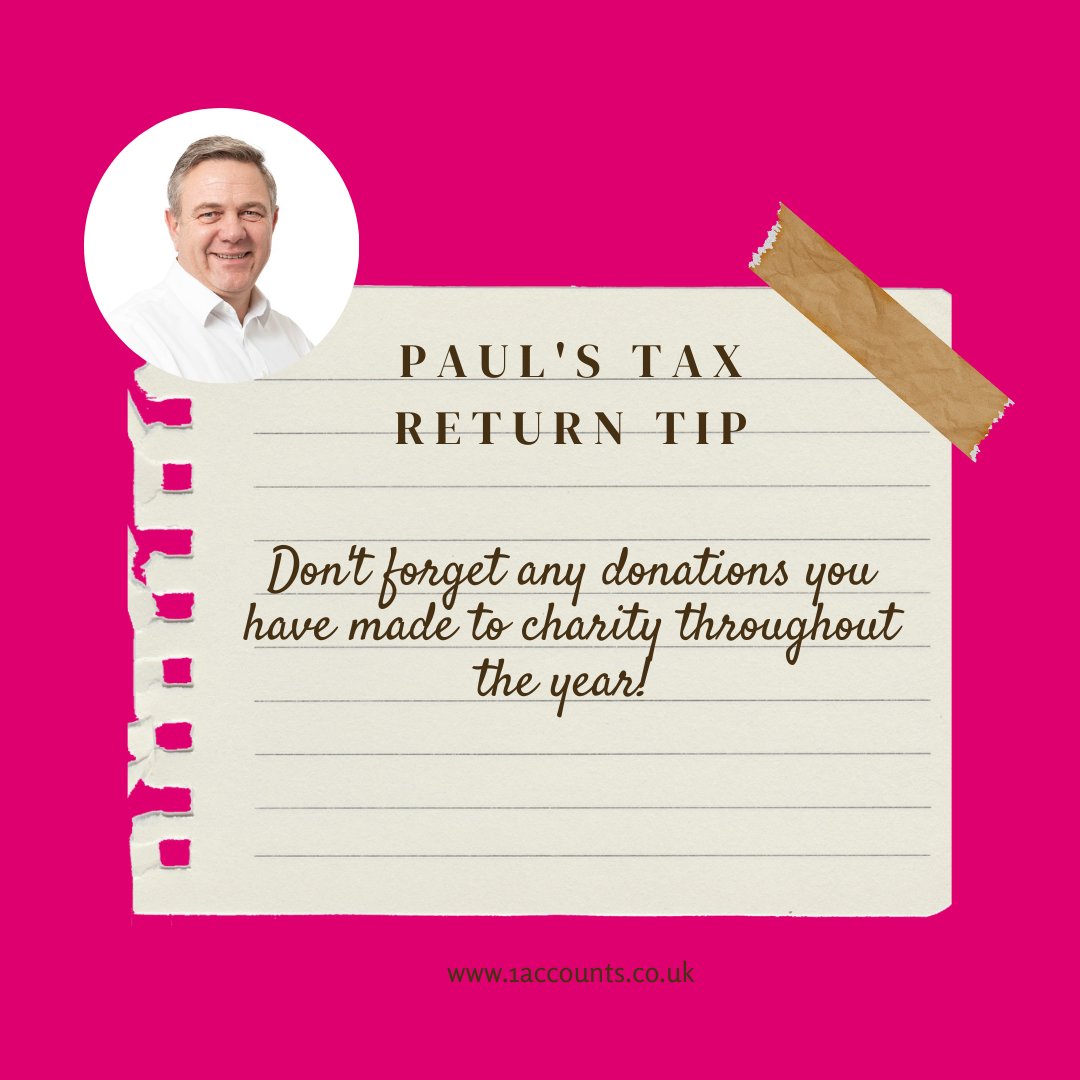 1accounts1's tweet image. 🙌 Tax Return Tip #3 🙌 

Go through the websites that you may have used to donate to charity and note any donations you have made. 

Here is the official guidance - loom.ly/lsV1hs0